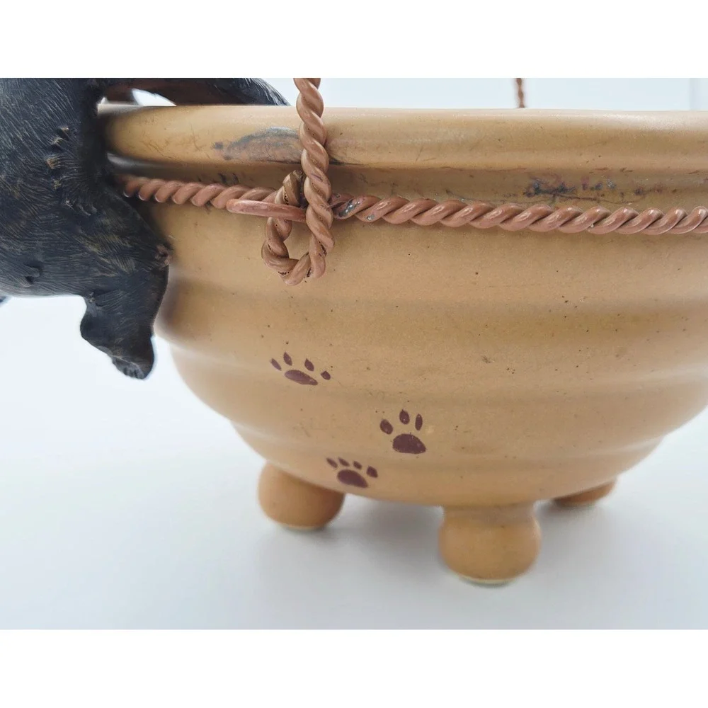Bear Street‎ Ceramic Black Bear Cub Climbing Honey Pot Bowl with Wire Handle